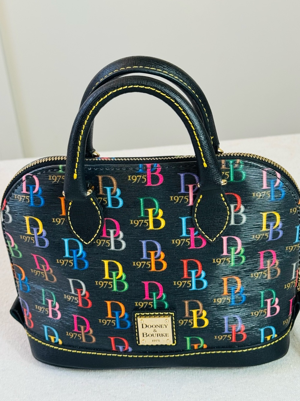 Dooney & Bourke Black Multicolor DB Logo Mini Satchel